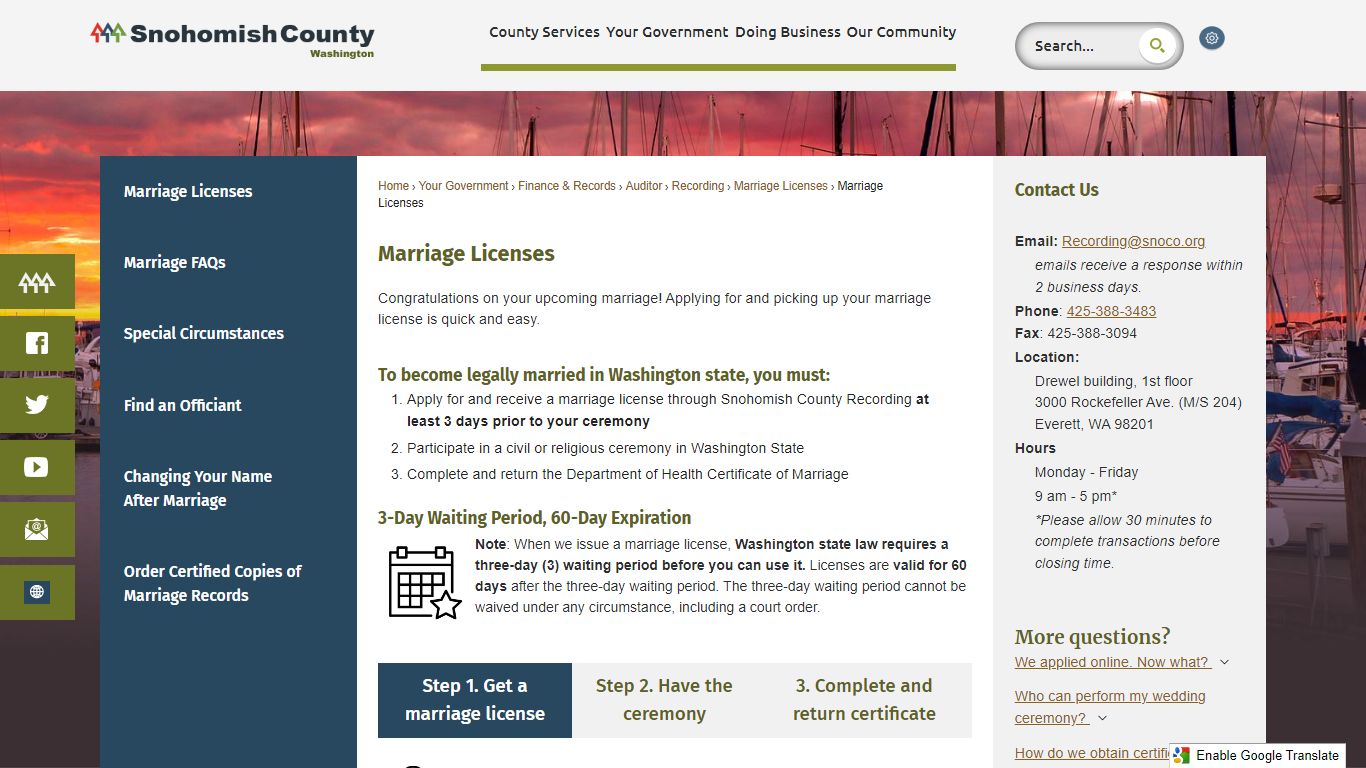 Marriage Licenses | Snohomish County, WA - Official Website